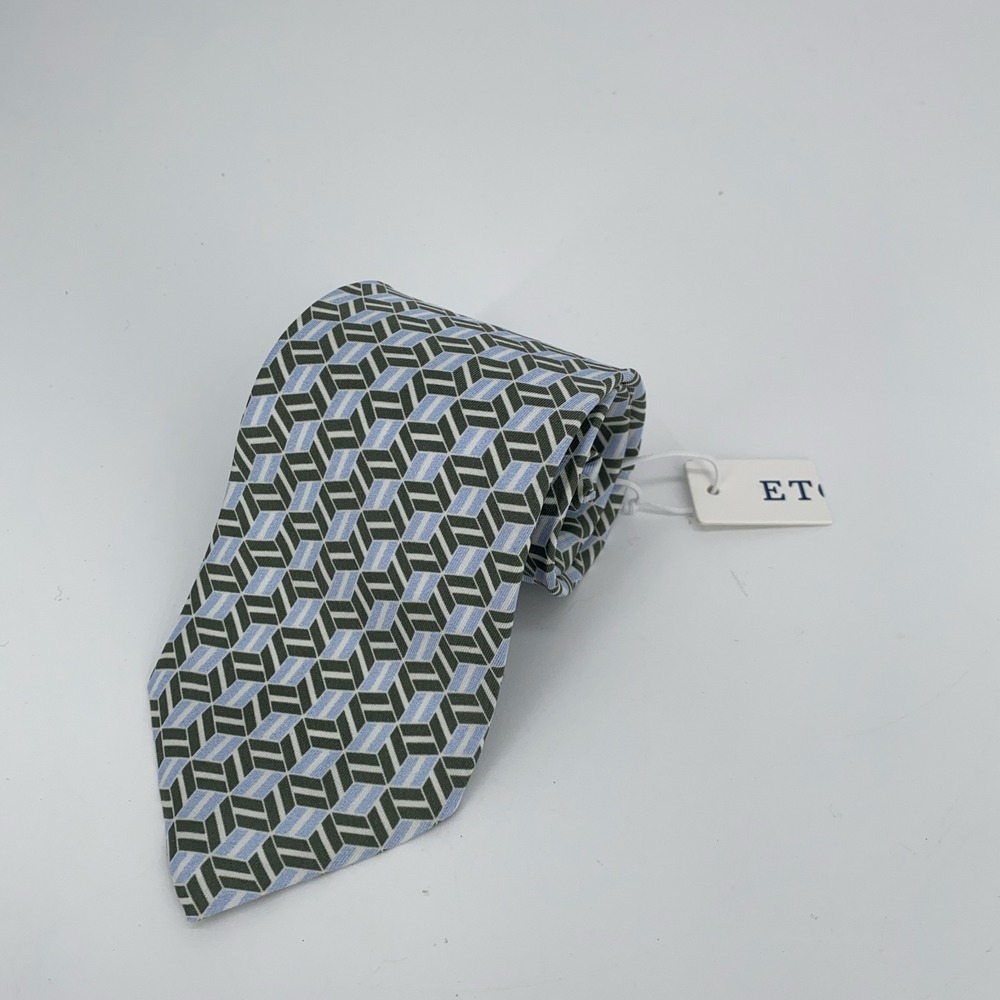 Eton Tie Mens One Size Multi Patterned Silk Classic Luxury Necktie Italy Made